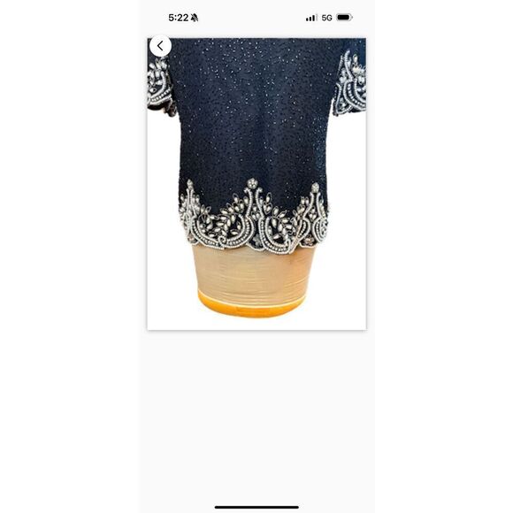 Laurence Kazar Beaded Top Short Sleeve Pearls Sz. M Party Wedding Formal - Picture 3 of 10